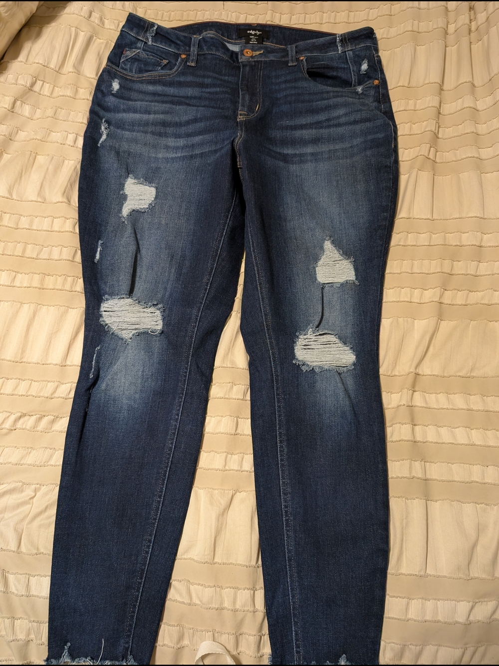 edge Dark Blue Distressed Skinny Jeans